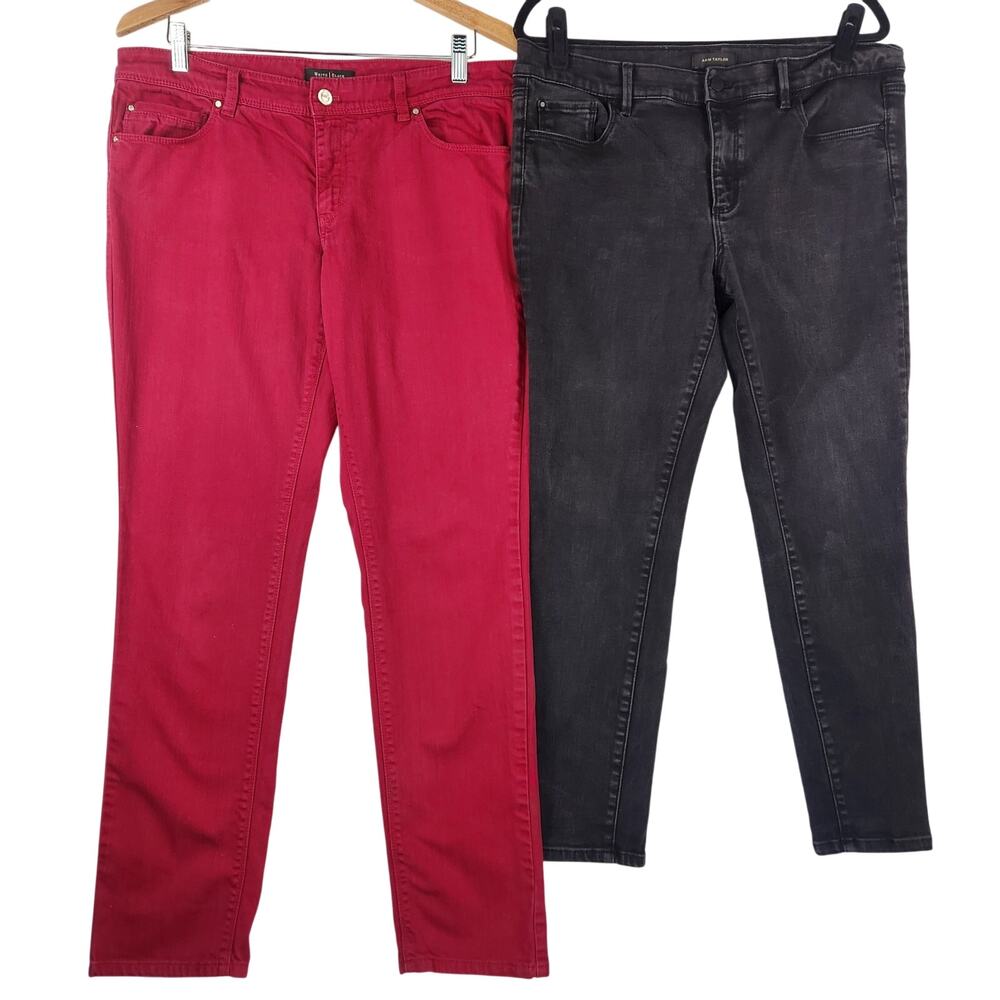 White House Black Market/Ann Taylor Pants Bundle Women Size 12 14 Red Gray